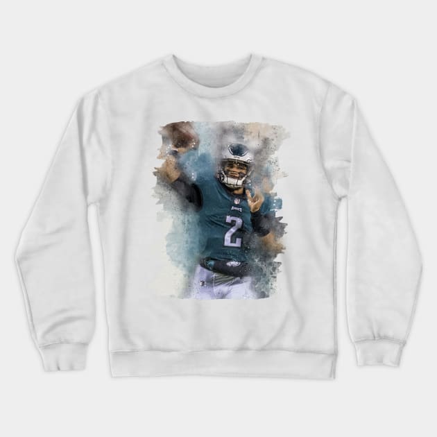 JALEN HURTS IN WATERCOLOR PAINTING-3 Crewneck Sweatshirt by MufaArtsDesigns